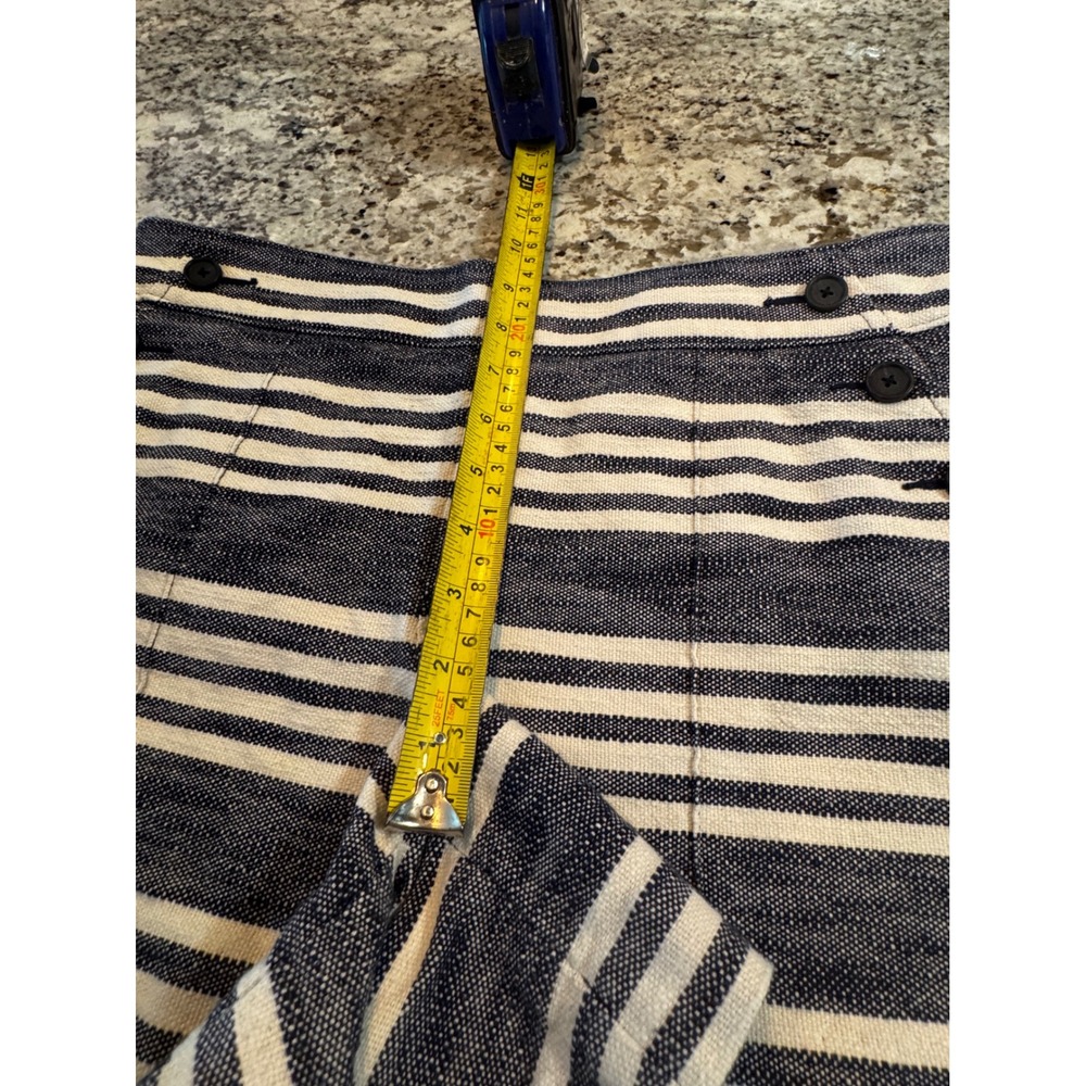 LOFT Riviera Shorts Navy‎ Blue White Striped Sailor Button Front Size 6 - Picture 4 of 8